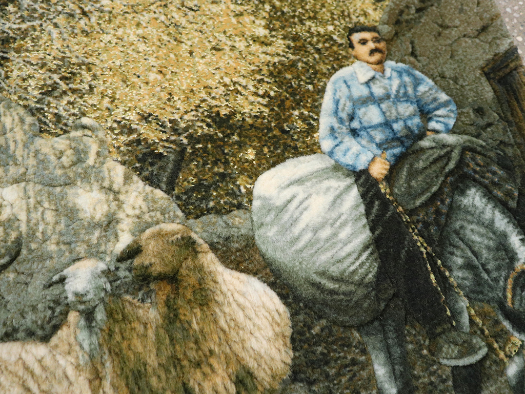 Modern Persian Tabriz Pictorial Throw Rug, No.32120 - Staging