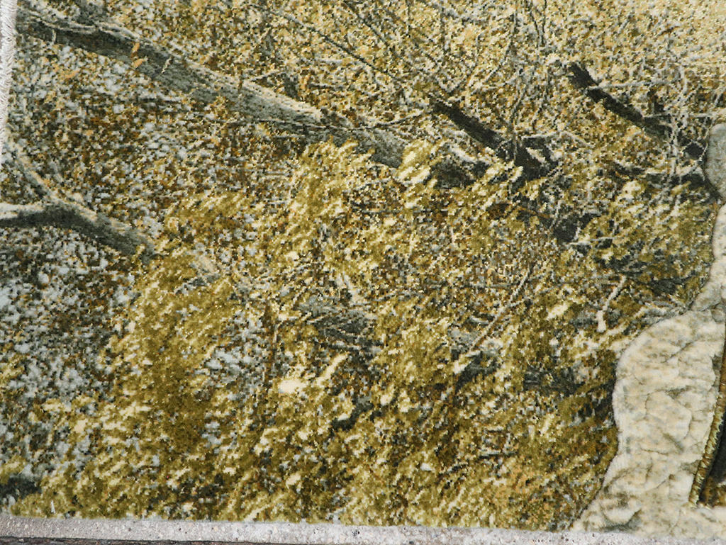 Modern Persian Tabriz Pictorial Throw Rug, No.32120 - Staging