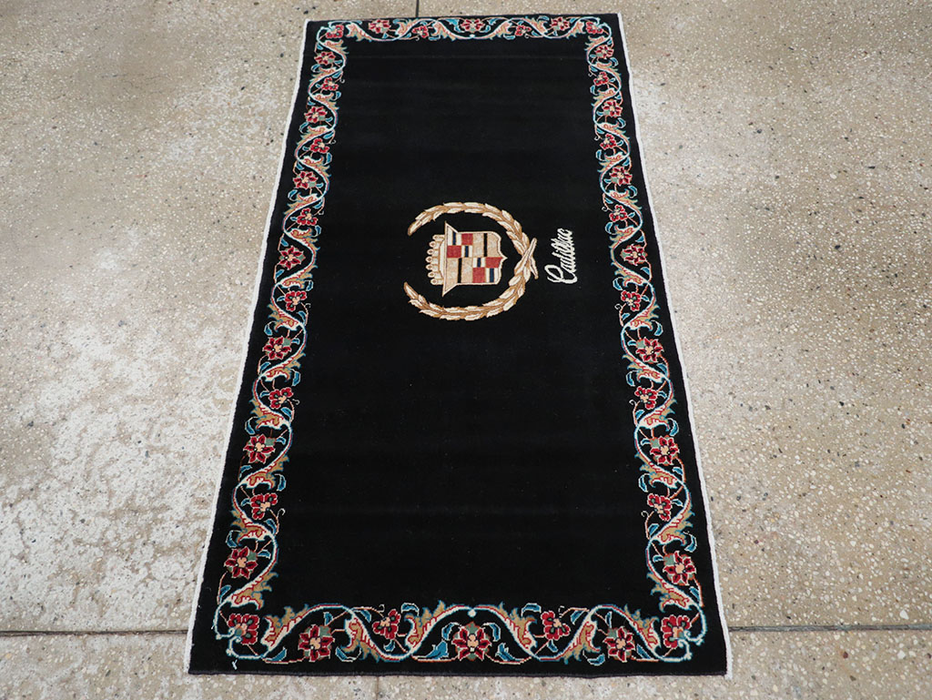 Vintage Persian Tabriz Pictorial Throw Rug, No.32125 - Staging