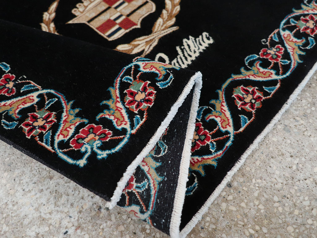 Vintage Persian Tabriz Pictorial Throw Rug, No.32125 - Staging