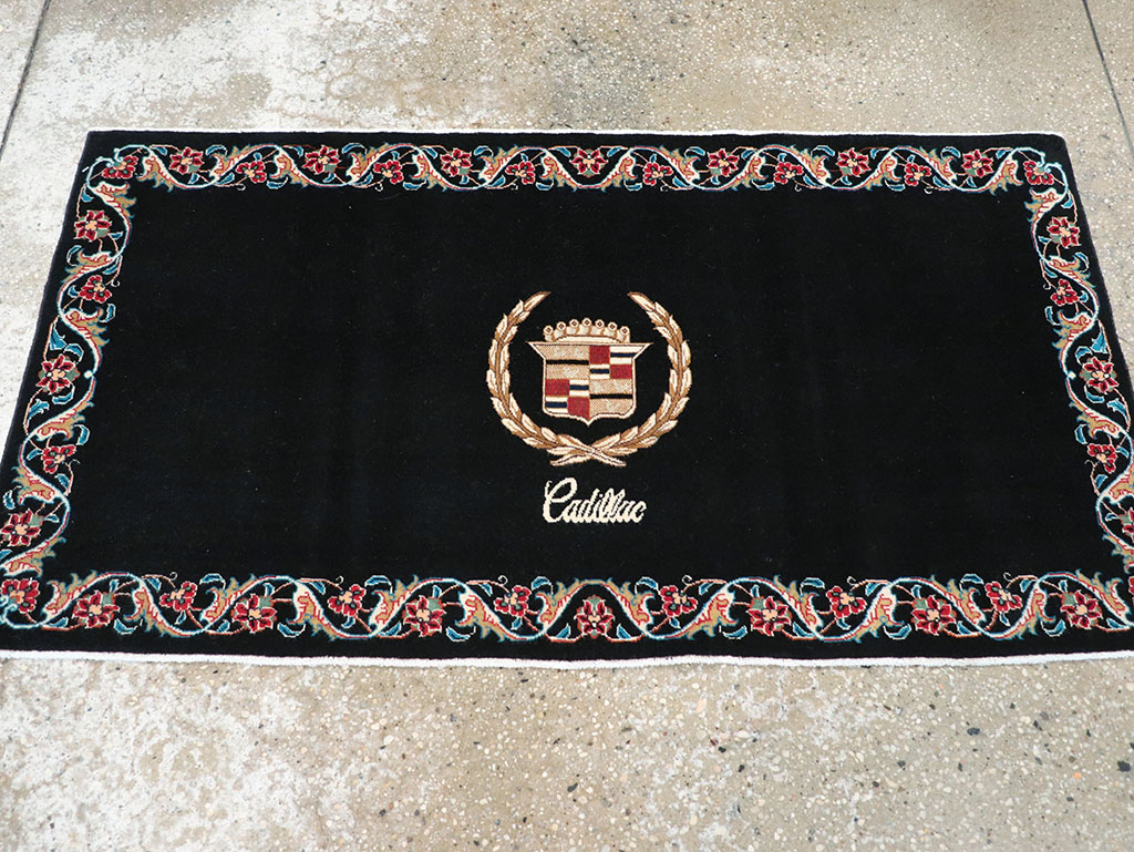 Vintage Persian Tabriz Pictorial Throw Rug, No.32126 - Staging