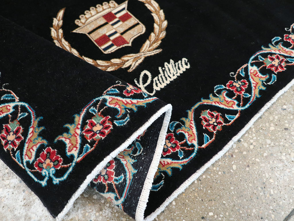 Vintage Persian Tabriz Pictorial Throw Rug, No.32126 - Staging