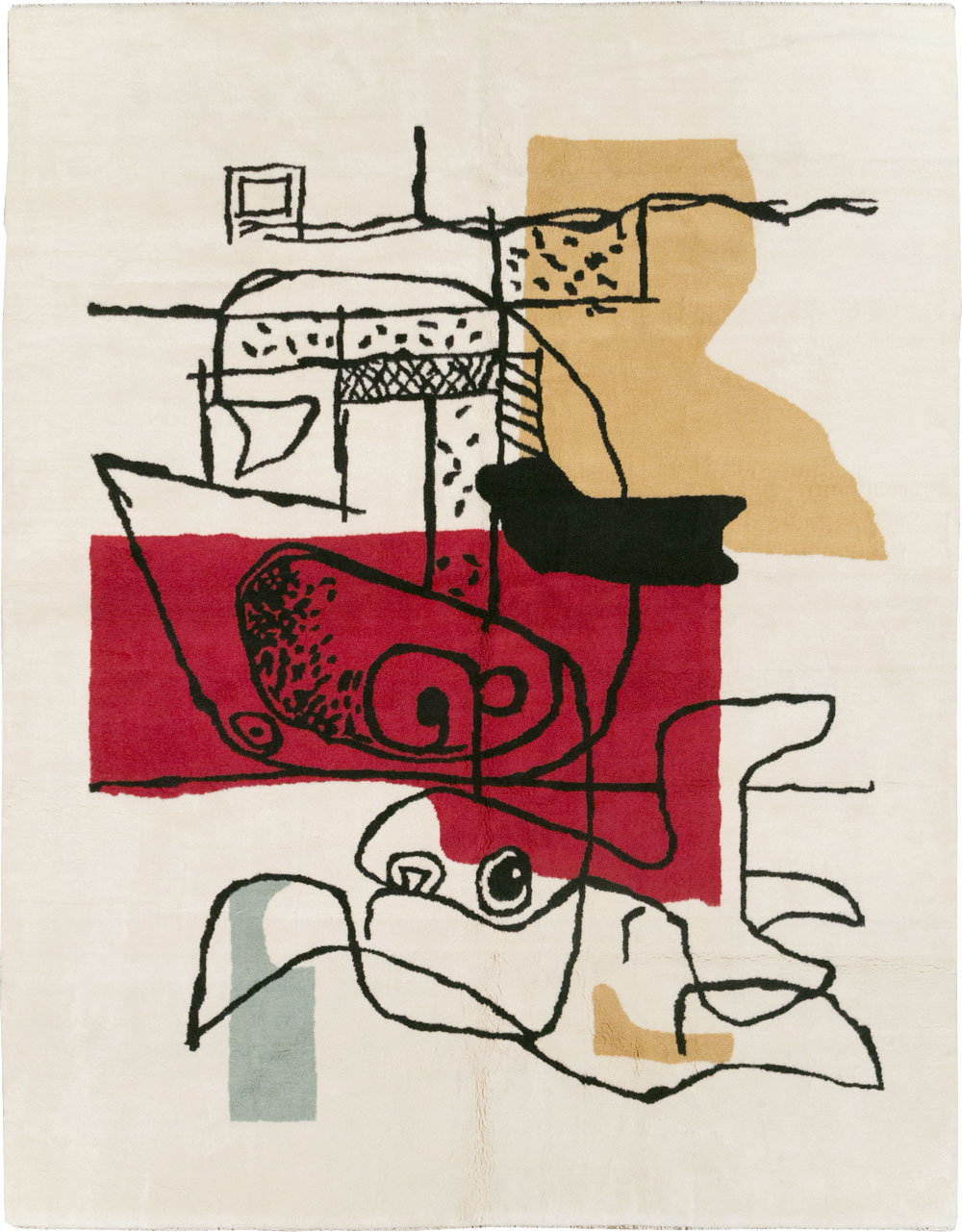 Modern Turkish Art Deco Carpet in the style of Le Corbusier, No.32136 - Staging