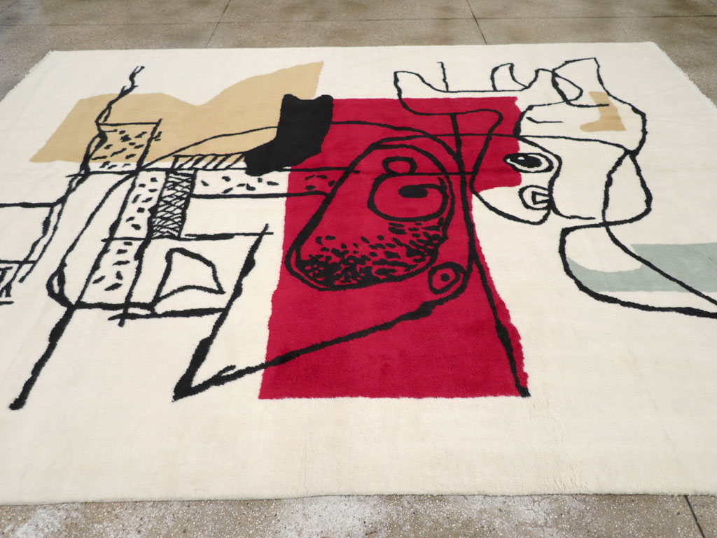 Modern Turkish Art Deco Carpet in the style of Le Corbusier, No.32136 - Staging