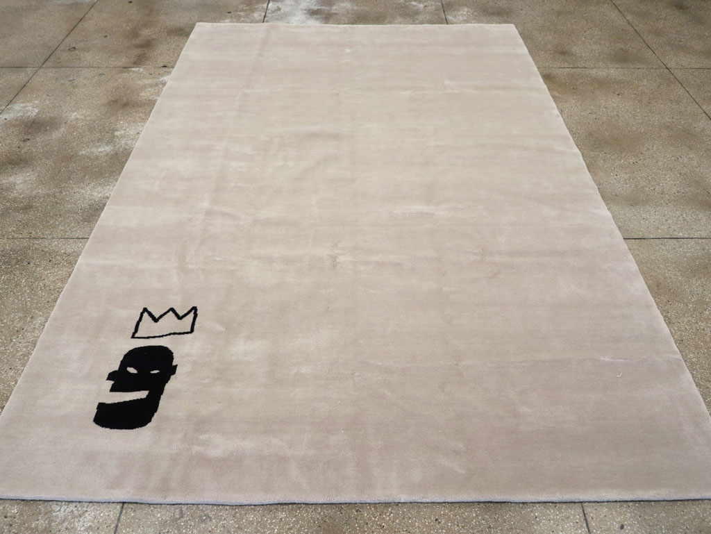 Modern Turkish Room Size Carpet in the style of Jean-Michel Basquiat, No.32139 - Staging