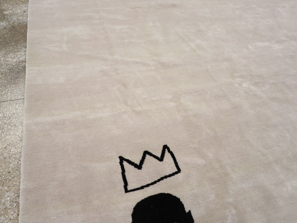 Modern Turkish Room Size Carpet in the style of Jean-Michel Basquiat, No.32139 - Staging