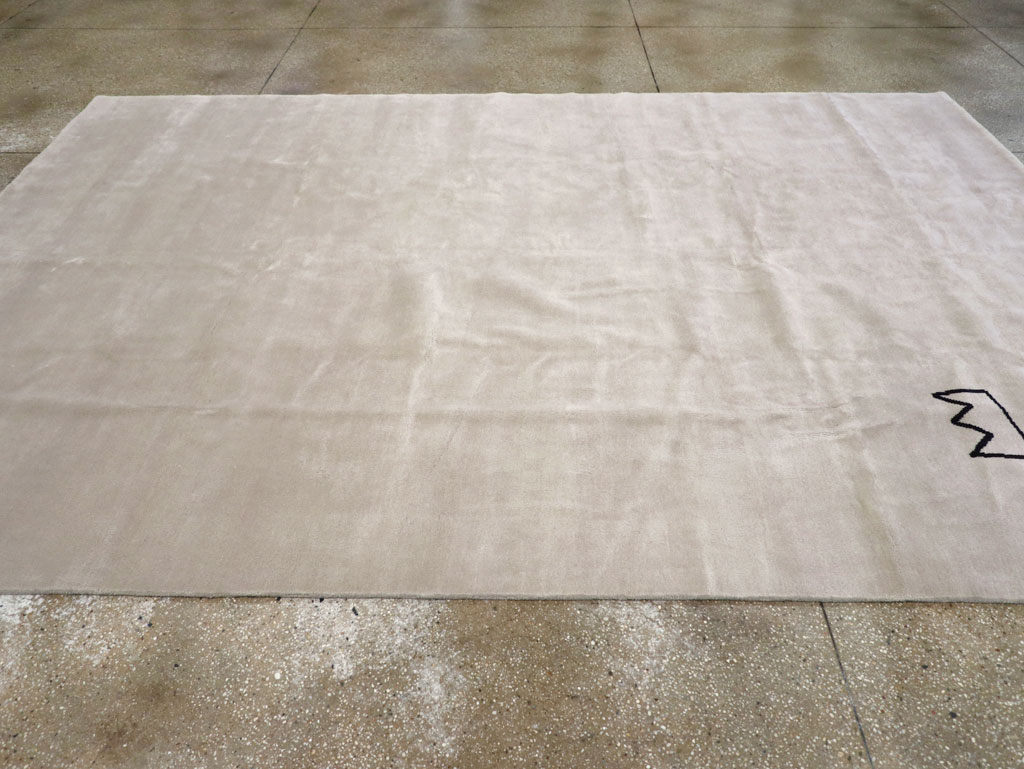 Modern Turkish Room Size Carpet in the style of Jean-Michel Basquiat, No.32139 - Staging