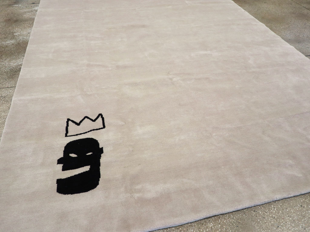 Modern Turkish Room Size Carpet in the style of Jean-Michel Basquiat, No.32139 - Staging