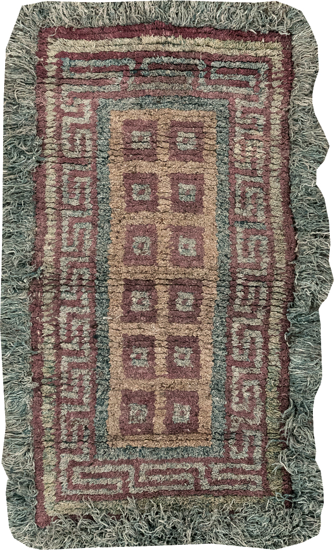 Antique Tibetan Wangden Throw Rug, No.32141 - Staging