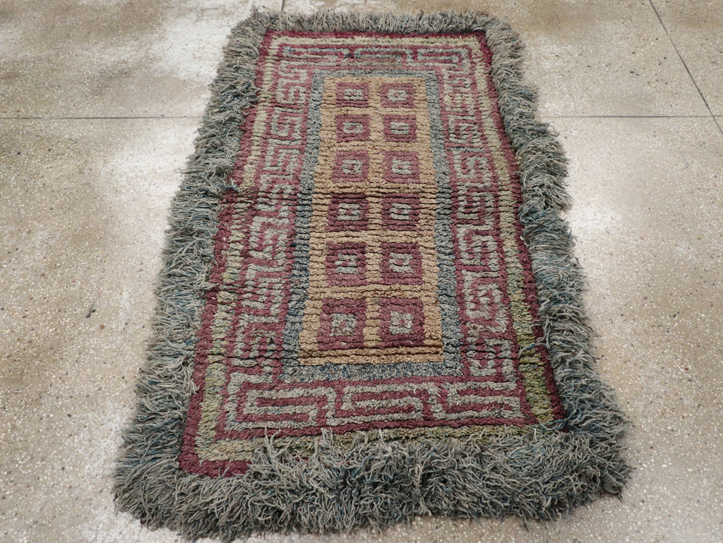 Antique Tibetan Wangden Throw Rug, No.32141 - Staging