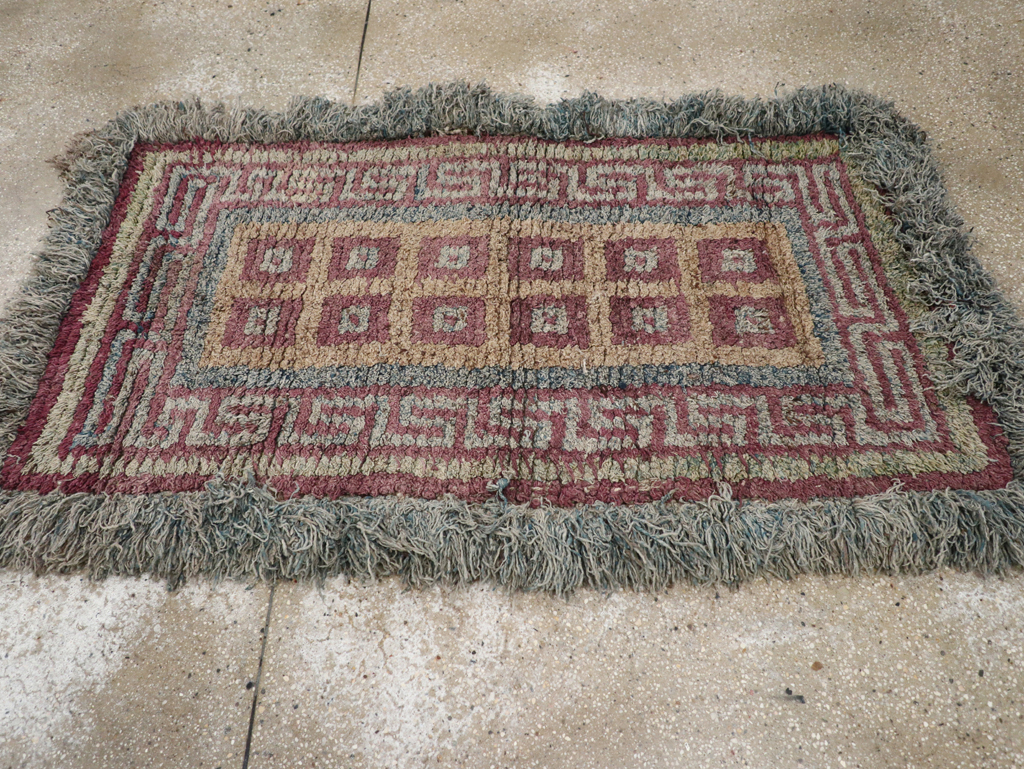 Antique Tibetan Wangden Throw Rug, No.32141 - Staging