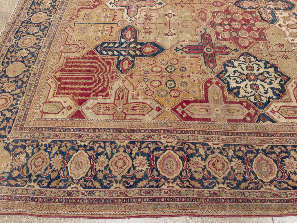 Antique Persian Lavar Kerman Room Size Carpet, No.32142 - Staging