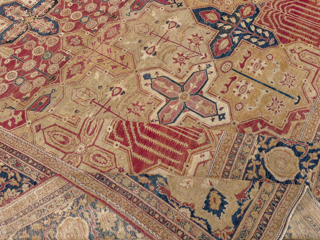 Antique Persian Lavar Kerman Room Size Carpet, No.32142 - Staging
