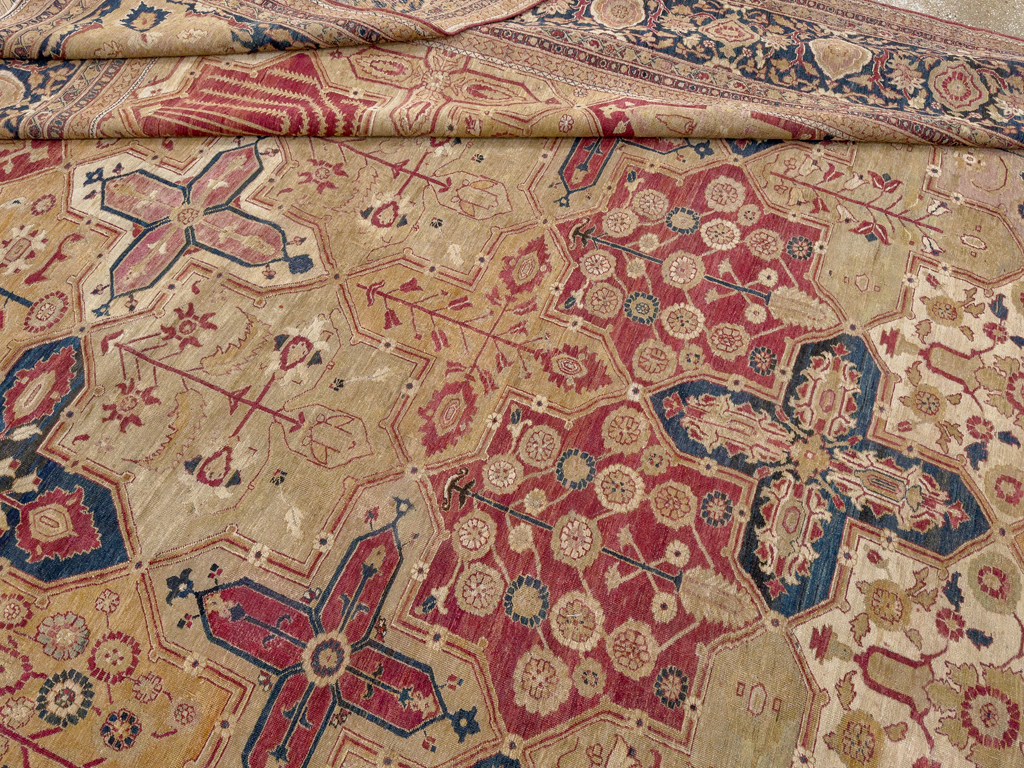 Antique Persian Lavar Kerman Room Size Carpet, No.32142 - Staging