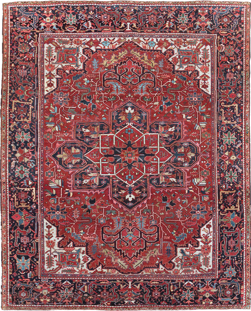 Vintage Persian Heriz Room Size Carpet, No.32143 - Staging