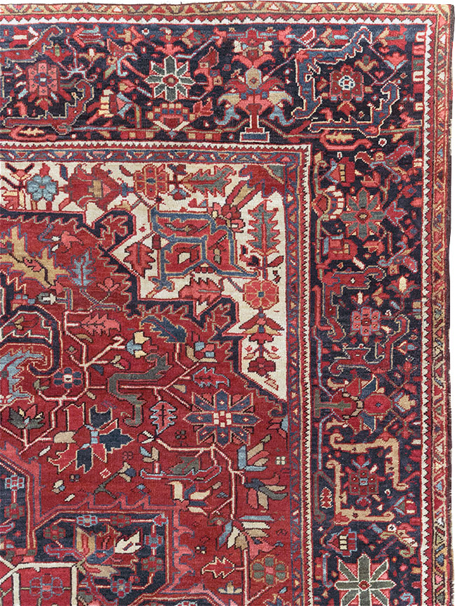 Vintage Persian Heriz Room Size Carpet, No.32143 - Staging
