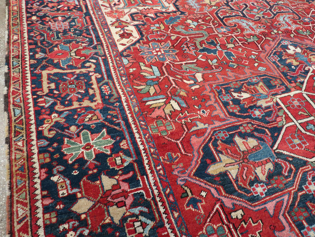 Vintage Persian Heriz Room Size Carpet, No.32143 - Staging