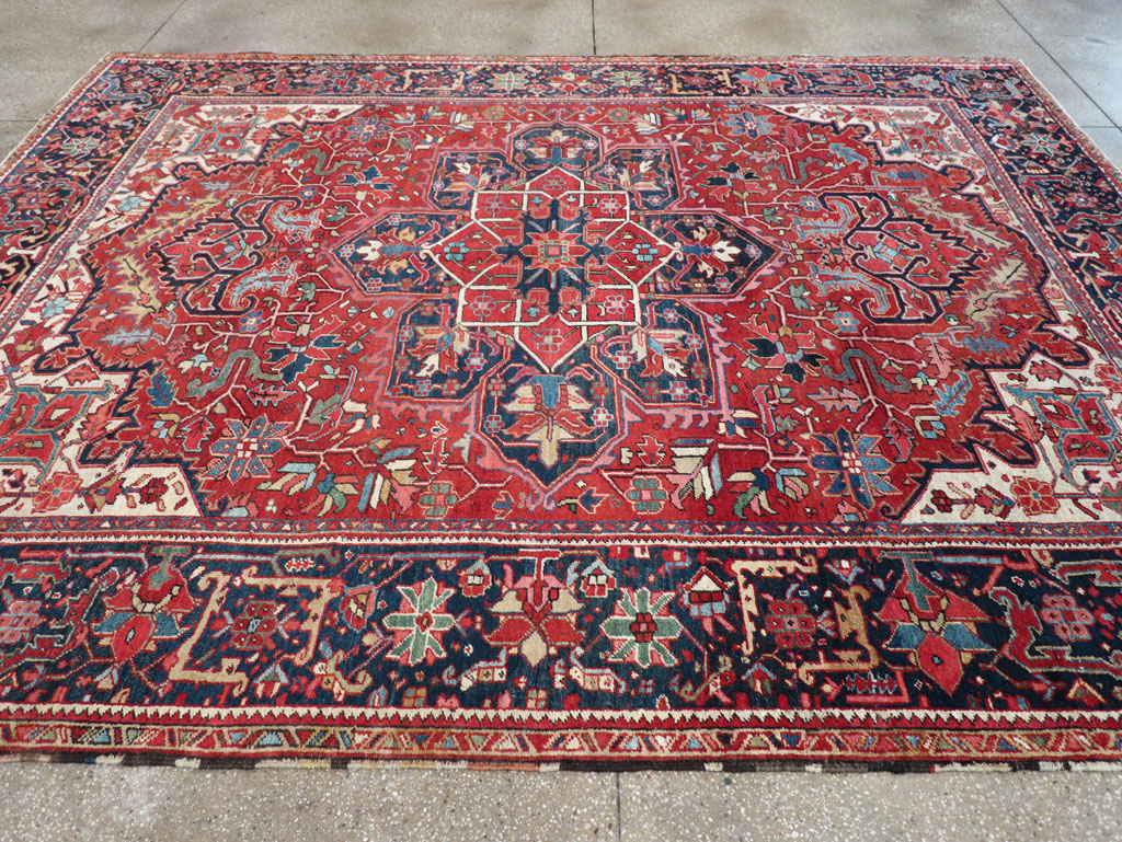 Vintage Persian Heriz Room Size Carpet, No.32143 - Staging