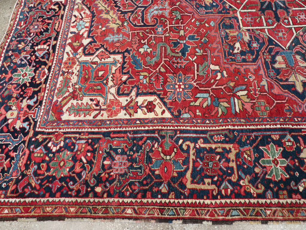 Vintage Persian Heriz Room Size Carpet, No.32143 - Staging
