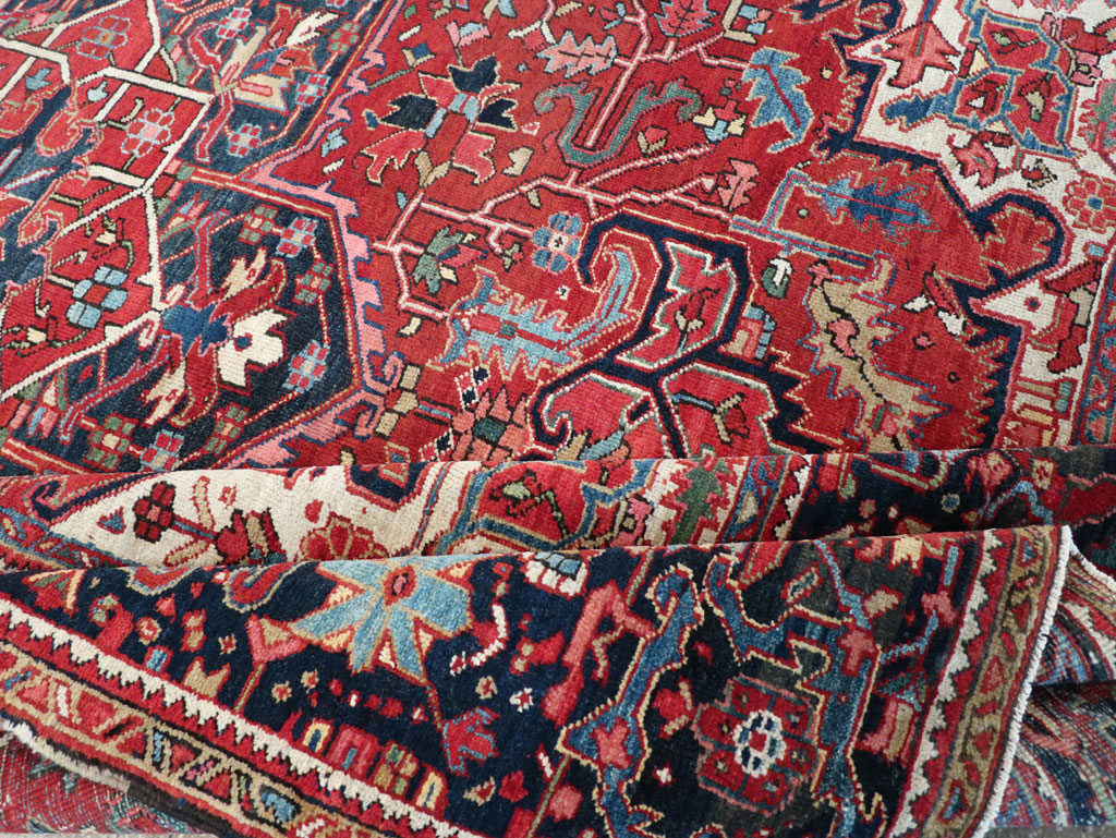 Vintage Persian Heriz Room Size Carpet, No.32143 - Staging