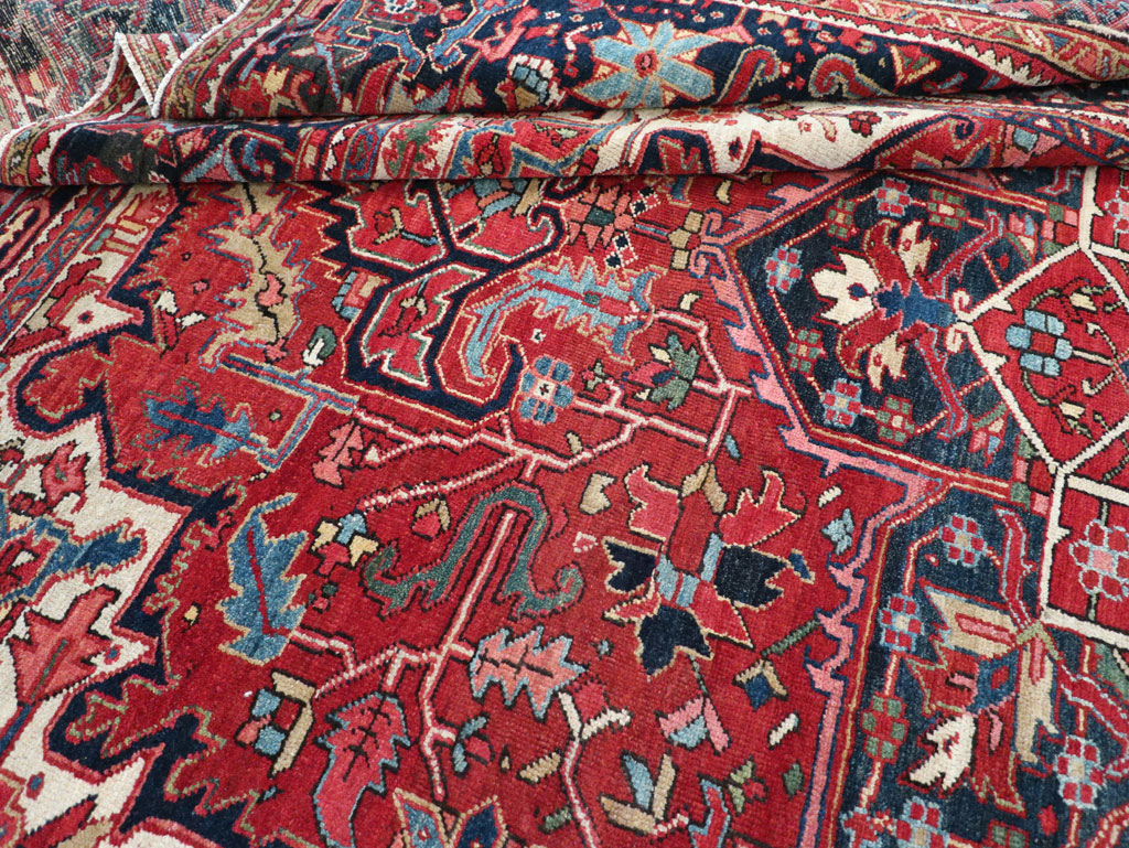 Vintage Persian Heriz Room Size Carpet, No.32143 - Staging