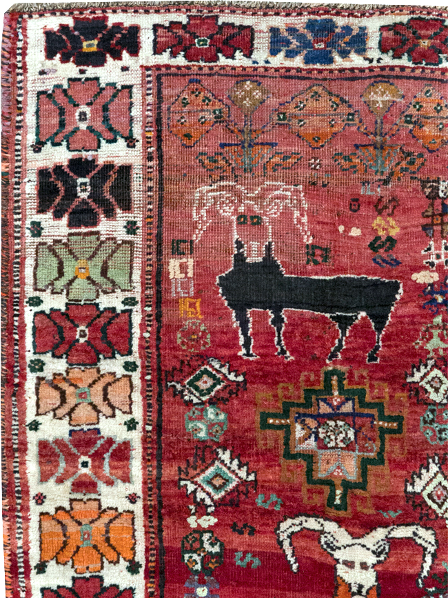 Vintage Persian Tabriz Pictorial Rug, No.32146 - Staging