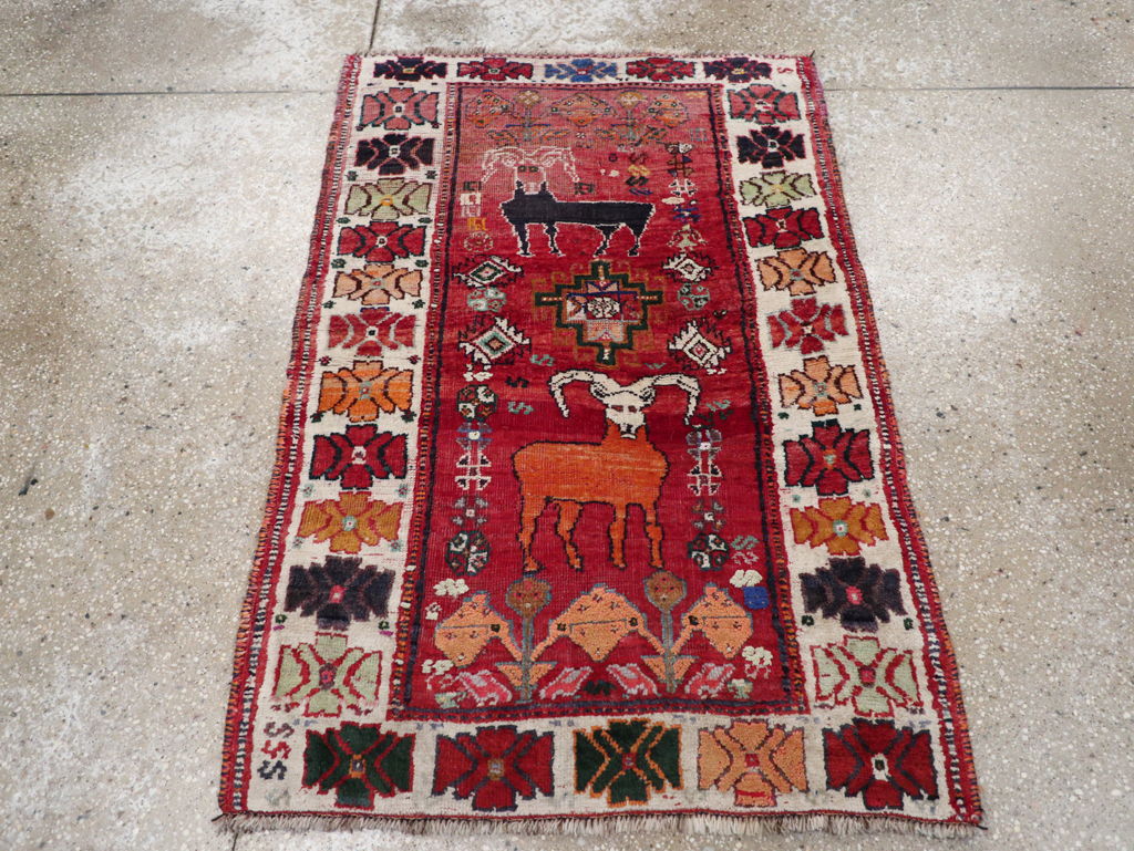 Vintage Persian Tabriz Pictorial Rug, No.32146 - Staging