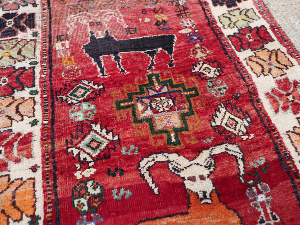 Vintage Persian Tabriz Pictorial Rug, No.32146 - Staging