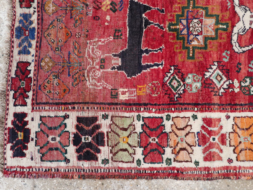 Vintage Persian Tabriz Pictorial Rug, No.32146 - Staging