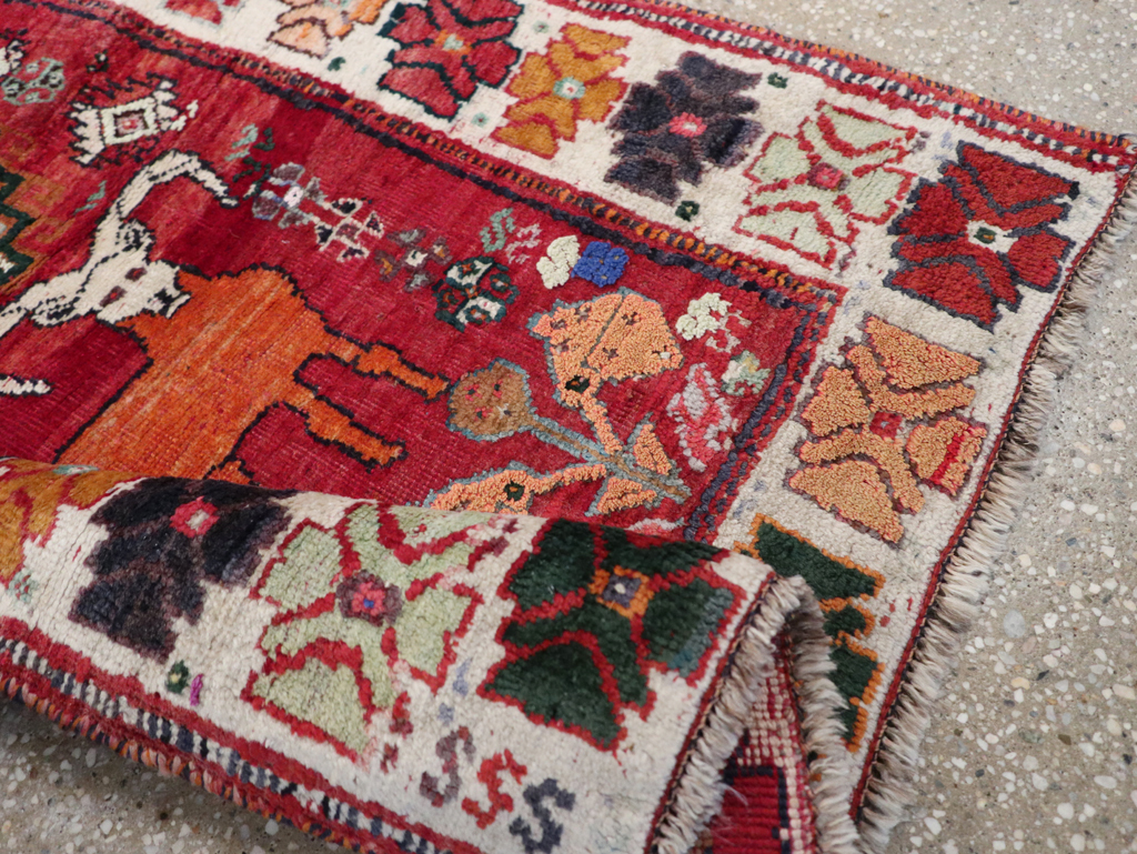 Vintage Persian Tabriz Pictorial Rug, No.32146 - Staging