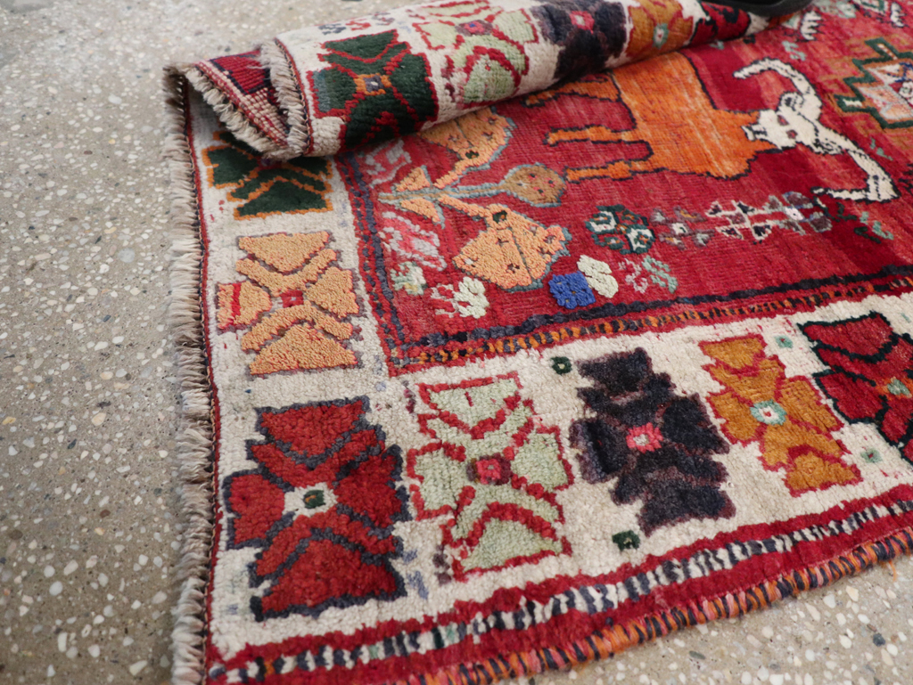 Vintage Persian Tabriz Pictorial Rug, No.32146 - Staging