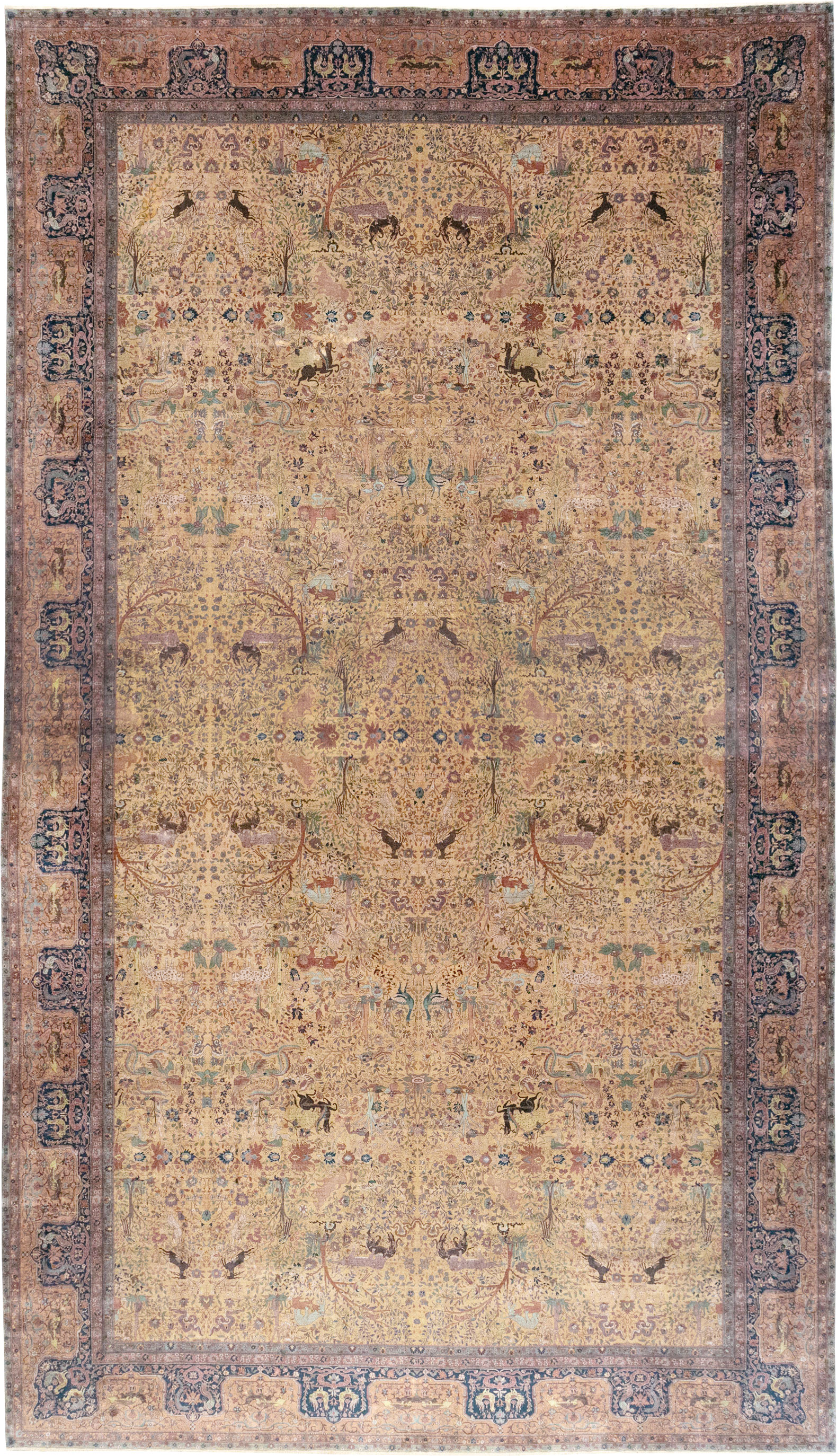 Antique Indian Lahore Pictorial Oversize Carpet, No.32148 - Staging