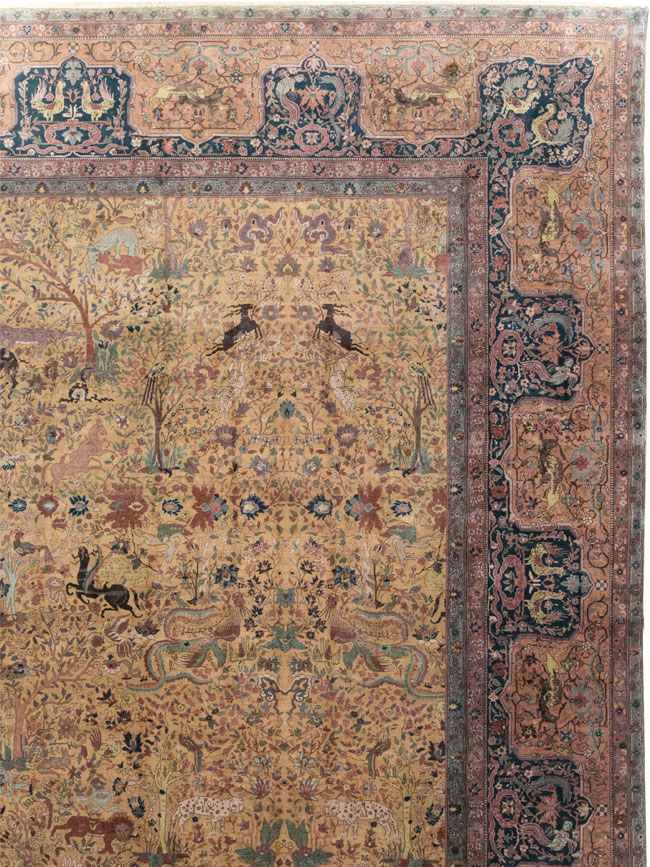 Antique Indian Lahore Pictorial Oversize Carpet, No.32148 - Staging