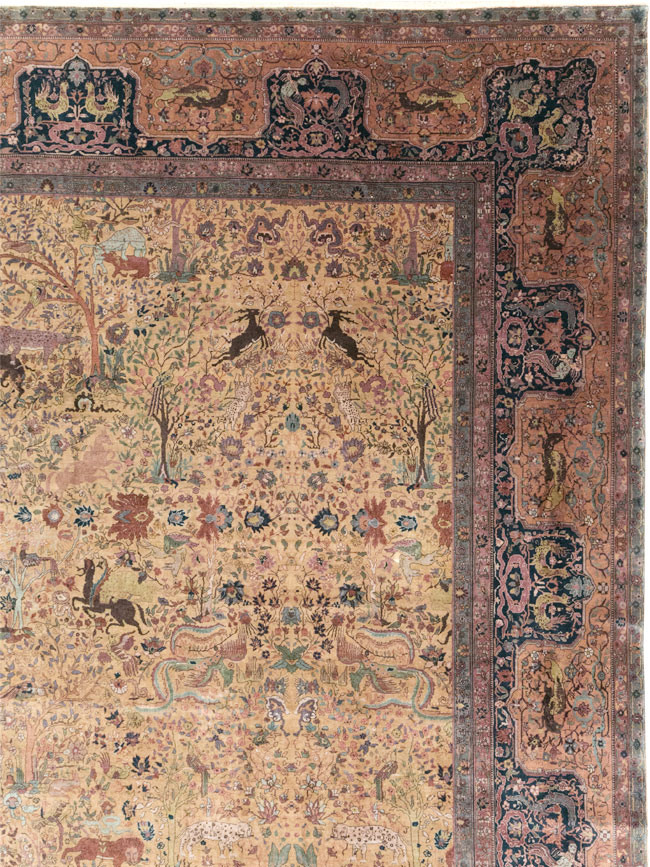 Antique Indian Lahore Pictorial Oversize Carpet, No.32148 - Staging