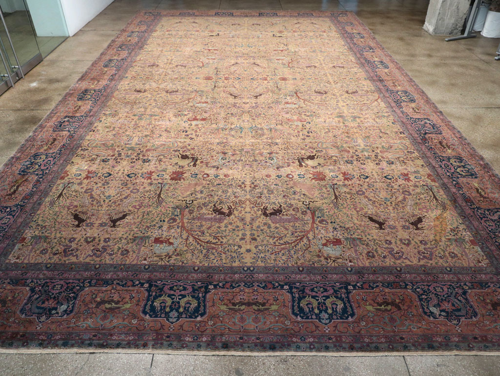 Antique Indian Lahore Pictorial Oversize Carpet, No.32148 - Staging