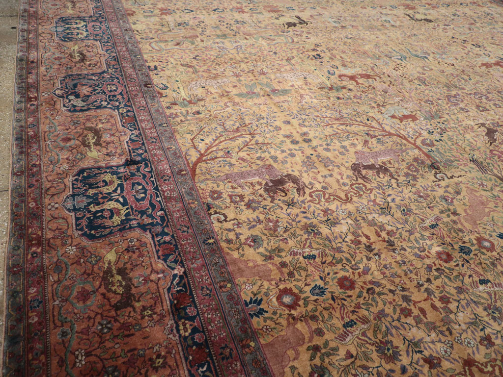 Antique Indian Lahore Pictorial Oversize Carpet, No.32148 - Staging