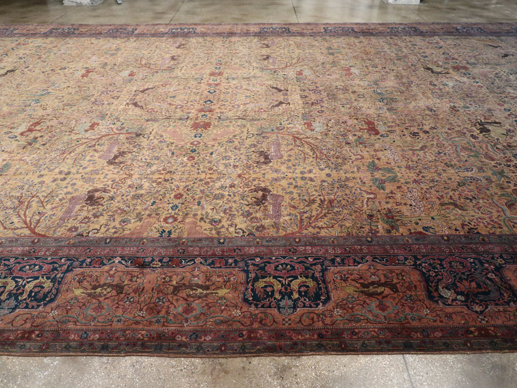 Antique Indian Lahore Pictorial Oversize Carpet, No.32148 - Staging