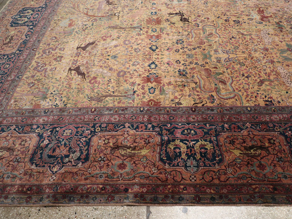 Antique Indian Lahore Pictorial Oversize Carpet, No.32148 - Staging