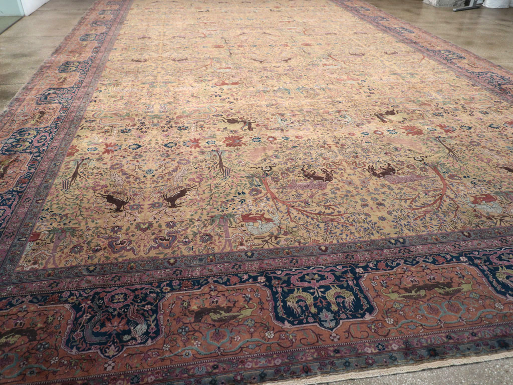 Antique Indian Lahore Pictorial Oversize Carpet, No.32148 - Staging