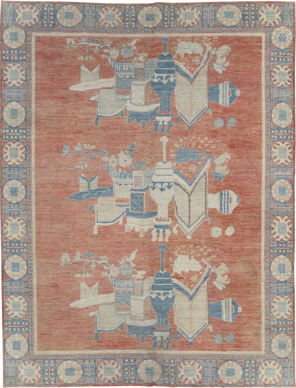 Modern East Turkestan Khotan Room Size Carpet, No.32149 - Staging