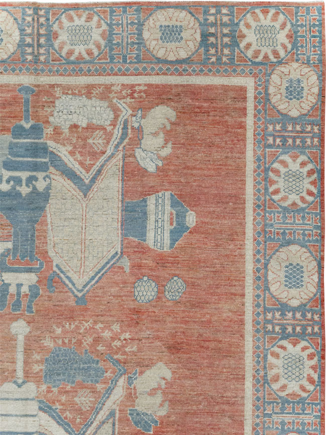 Modern East Turkestan Khotan Room Size Carpet, No.32149 - Staging