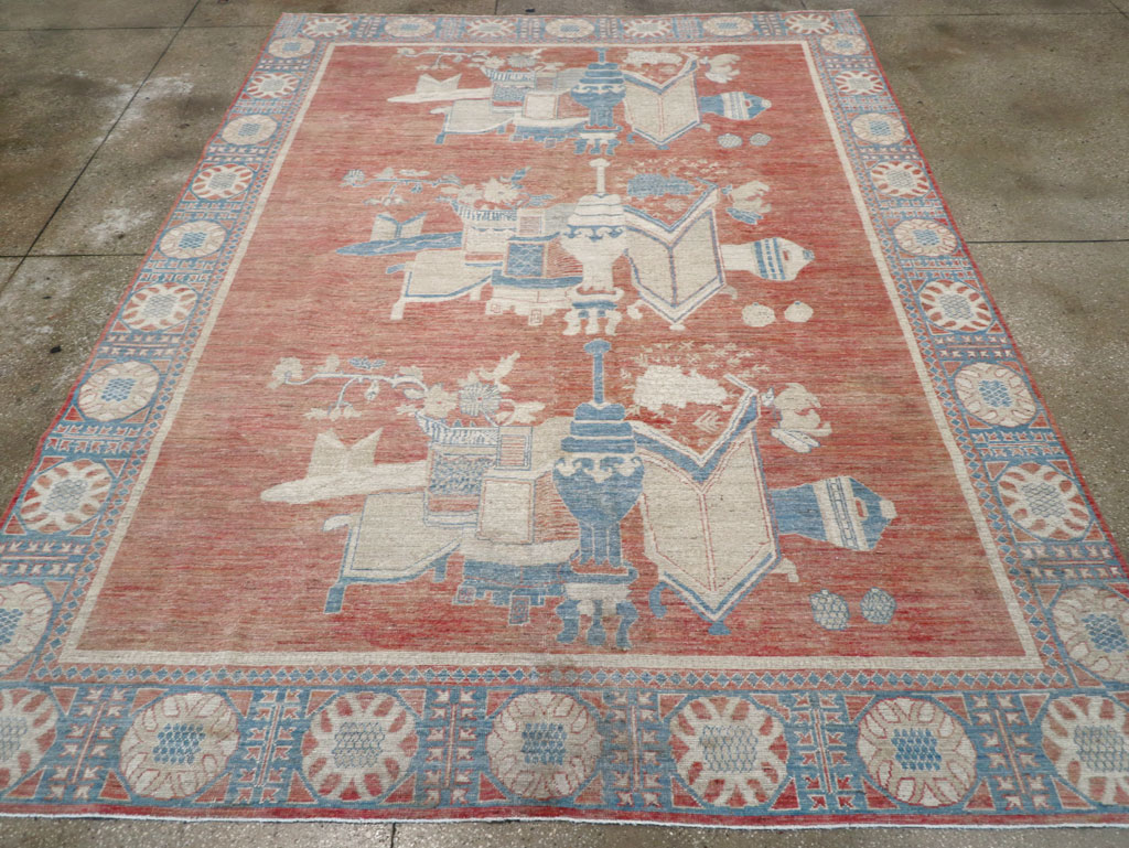 Modern East Turkestan Khotan Room Size Carpet, No.32149 - Staging