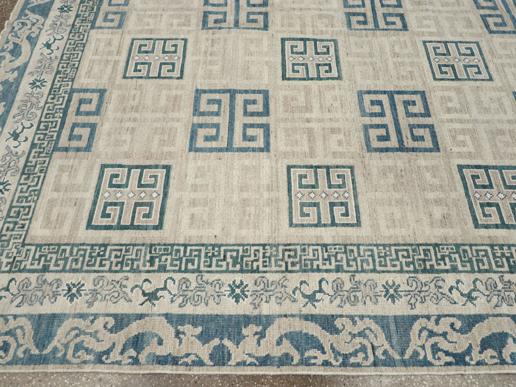Modern East Turkestan Khotan Room Size Carpet, No.32150 - Staging
