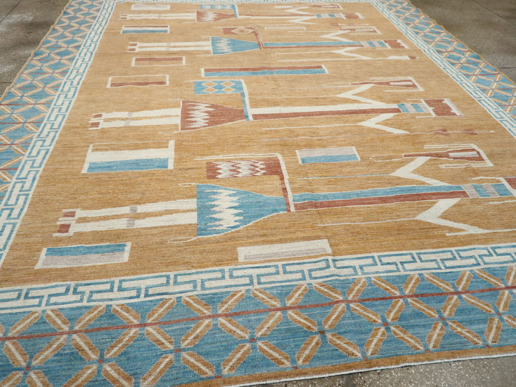 Modern East Turkestan Pictorial Khotan Room Size Carpet, No.32151 - Staging