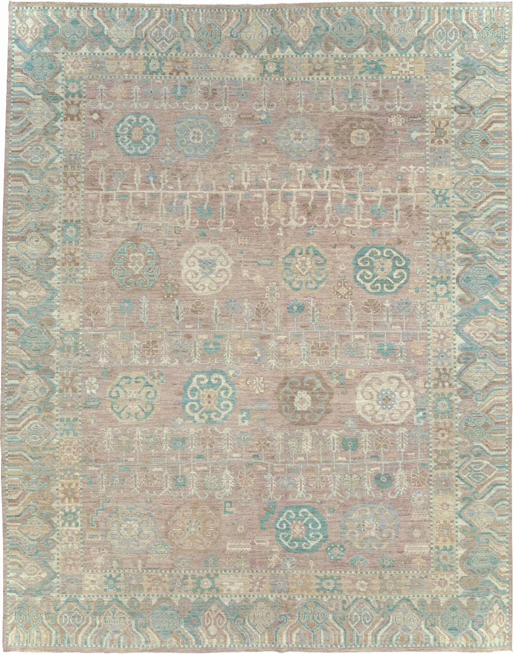Modern East Turkestan Khotan Room Size Carpet, No.32154 - Staging