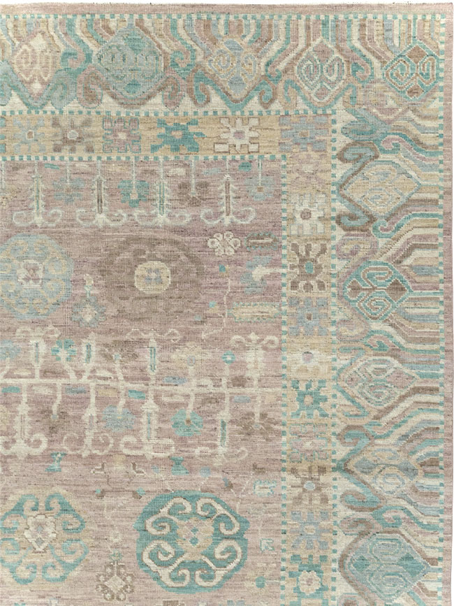 Modern East Turkestan Khotan Room Size Carpet, No.32154 - Staging
