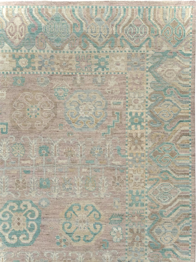 Modern East Turkestan Khotan Room Size Carpet, No.32154 - Staging