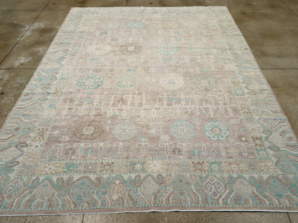 Modern East Turkestan Khotan Room Size Carpet, No.32154 - Staging