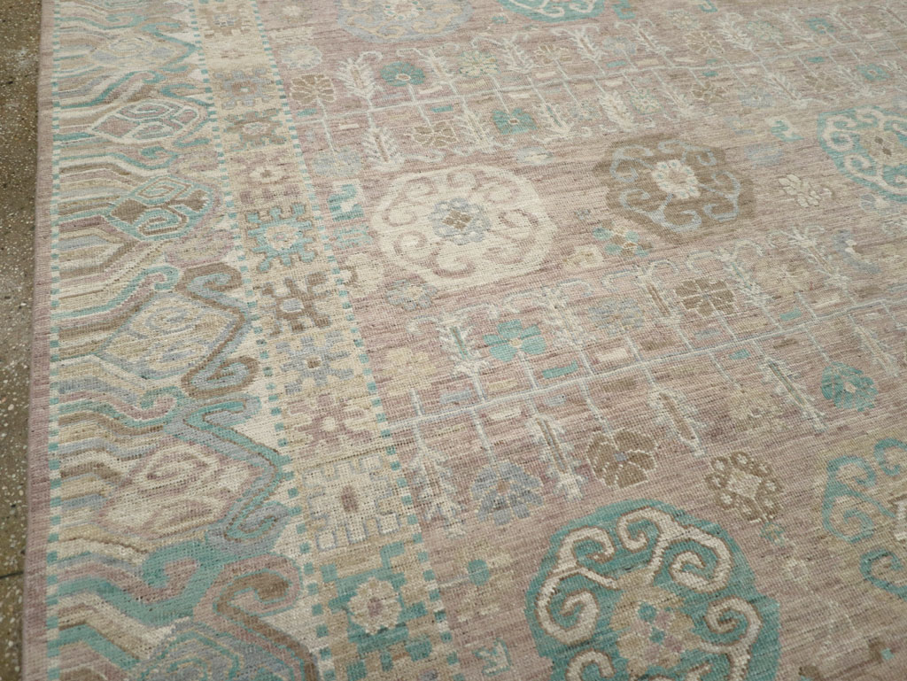 Modern East Turkestan Khotan Room Size Carpet, No.32154 - Staging