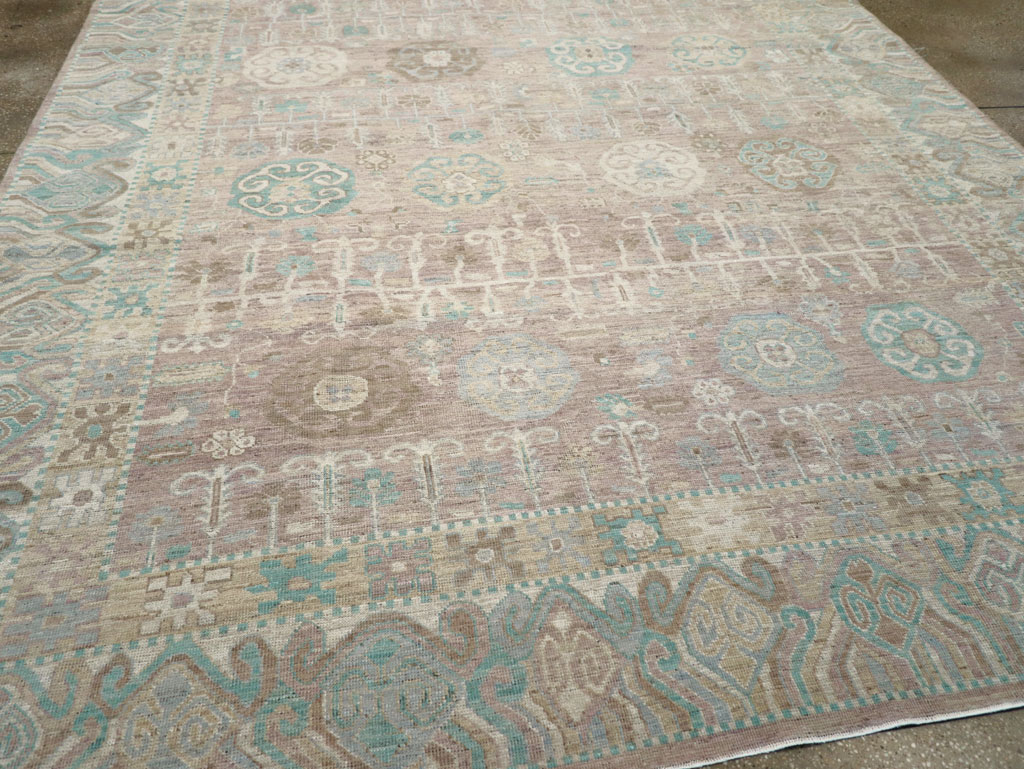 Modern East Turkestan Khotan Room Size Carpet, No.32154 - Staging
